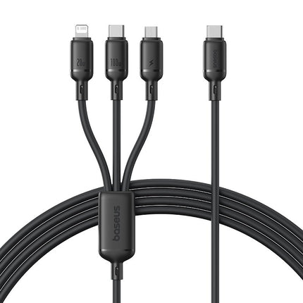 Baseus Cable 3in1 USB-C/Micro/Light to USB-C Silky One-for-Three 100W 1.5m Black