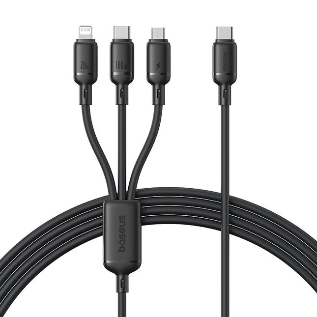 Baseus Cable 3in1 USB-C/Micro/Light to USB-C Silky One-for-Three 100W 1.5m Black