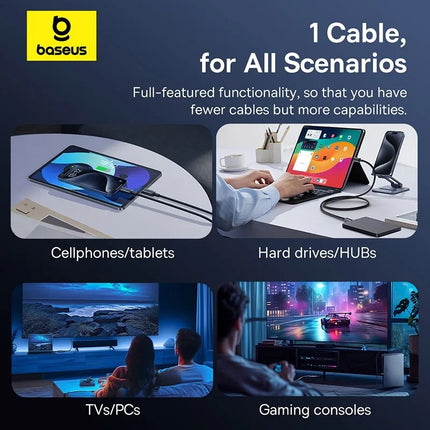 Baseus Crystal Shine USB 3.2 Full-Featured Fast-Charging Data Cable USB-C to USB-C 100W 1.5m 20Gb Cluster Black