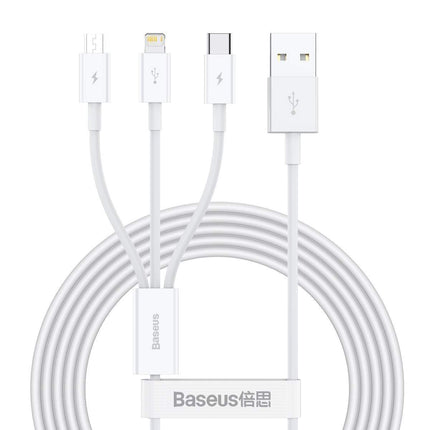 Baseus Καλώδιο Φόρτισης 3 σε 1 Cable Superior Series 3-in-1 1.5m White