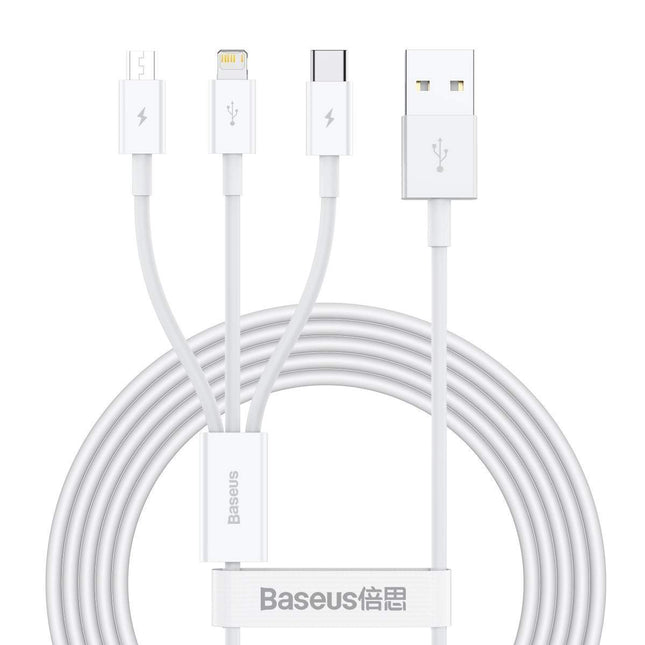 Baseus Καλώδιο Φόρτισης 3 σε 1 Cable Superior Series 3-in-1 1.5m White