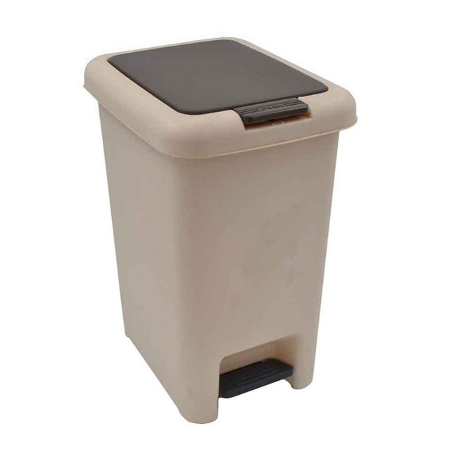 Κάδος Απορριμμάτων Κουζίνας Πλαστικός Μπεζ με Πεντάλ 10 Λίτρα