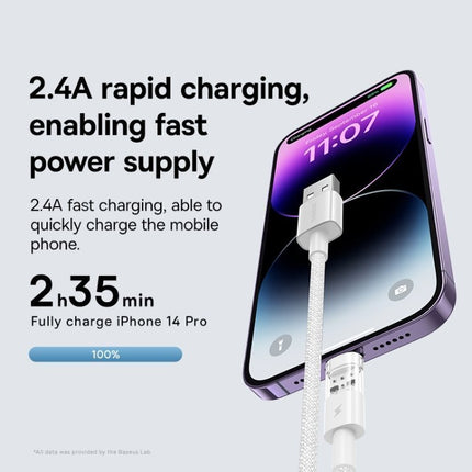 Baseus Cable Lightning to USB-A Gem Series 2m Moon White