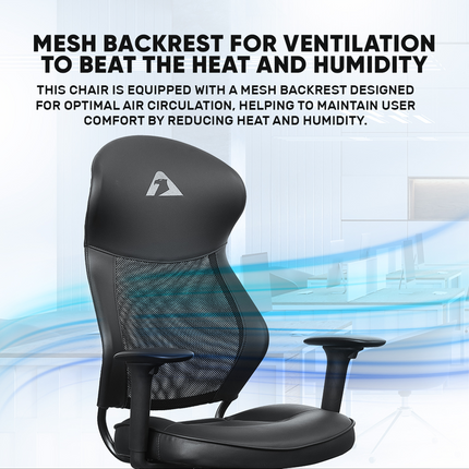 Armaggeddon FLEXION AIR Καρέκλα Γραφείου Gaming Chair Mesh/PVC με 4D Armrests & Ανάκλιση 120°, Μαύρη