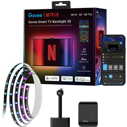 Govee Φωτισμός TV Backlight 3S Netflix 55–65” RGBICW με Envisual Camera & Έξυπνο Έλεγχο