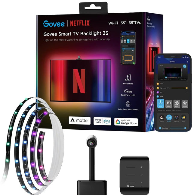 Govee Φωτισμός TV Backlight 3S Netflix 55–65” RGBICW με Envisual Camera & Έξυπνο Έλεγχο
