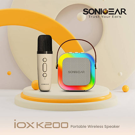 SonicGear IOX K200 Karaoke Portable Speaker BT & Wireless Mic White