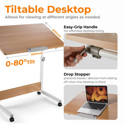 Lumivida Τροχήλατο Τραπεζάκι Laptop 50x80cm με Ρυθμιζόμενο Ύψος & Κλίση έως 80° FWS10-4