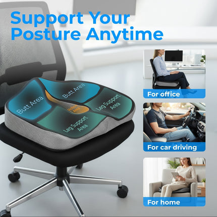 Lumivida Ergonomic Seat Cushion for Tailbone with Memory Foam & Anti-Slip Bottom RSC01-1