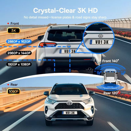 Baseus Car Dashcam Front 3K + Back 1080p Kit GPS+Solar PrimeTrip VD1 Black