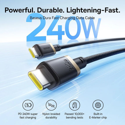 Baseus Cable USB-C to USB-C Dura Braided 1.0m 240W Black