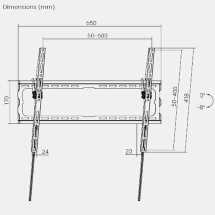 Brateck TV Mount 60×40 Tilt 45kg KL32-46T