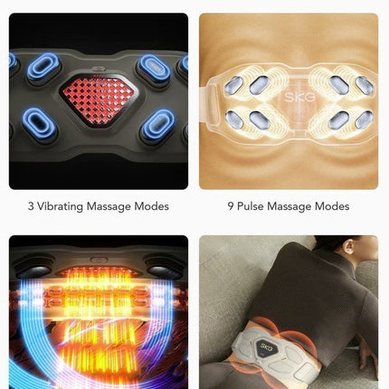 SKG Waist Massager Hot Compress-TENS-Vibration-Moxib & APP W9 Pro