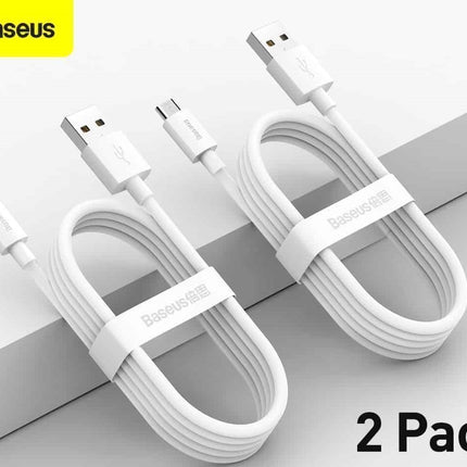 Baseus Cable MicroUSB to USB-A Simple Wisdom 1.5m White (2PC)