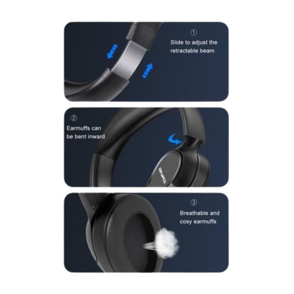 AWEI Ασύρματα Bluetooth Ακουστικά με Hi-Res Audio, Ενεργή Ακύρωση Θορύβου & Πτυσσόμενη Σχεδίαση Μαύρο A770BL, 6+ Ετών