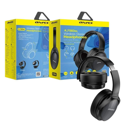 AWEI Ασύρματα Bluetooth Ακουστικά με Hi-Fi Ήχο Πτυσσόμενη Σχεδίαση & Διπλή Λειτουργία (Ασύρματη/Ενσύρματη) Μαύρο A780BL, 6+ Ετών