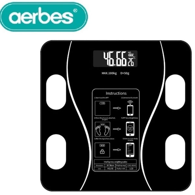 Aerbes Έξυπνη Ζυγαριά Μπάνιου Bluetooth για Ανάλυση Σώματος έως 180kg AB-J178