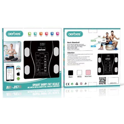 Aerbes Έξυπνη Ζυγαριά Μπάνιου Bluetooth για Ανάλυση Σώματος έως 180kg AB-J178