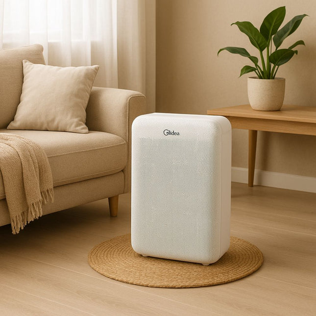 Midea Καθαριστής Αέρα 25-43m² με Φίλτρο HEPA H13, Ένδειξη PM2.5 & Χρονοδιακόπτη 8 Ωρών, KJ350G-S1 Λευκό