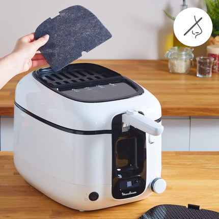 MOULINEX Super Uno Φριτέζα Λαδιού 1800W με Κάδο 2.2L, Ρυθμιζόμενος Θερμοστάτης, Χρονοδιακόπτης & Επαναχρησιμοποιούμενο Φίλτρο Ενεργού Άνθρακα AM314010
