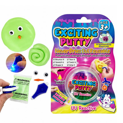 Αντιστρές Ελαστικό Slime Putty με Αλλαγή Χρώματος στο Υπεριώδες Φως 1 Τεμάχιο 3+ Ετών