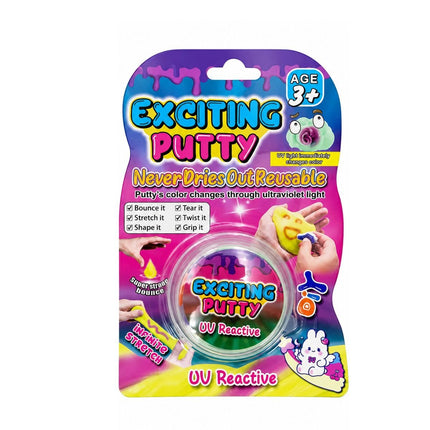 Αντιστρές Ελαστικό Slime Putty με Αλλαγή Χρώματος στο Υπεριώδες Φως 1 Τεμάχιο 3+ Ετών