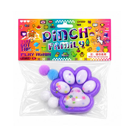 Αντιστρές Squishy Πατούσα Γάτας με Glitter και Pom Pom 3+ Ετών