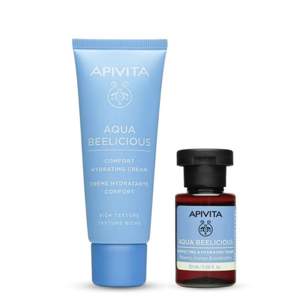 Apivita Promo Aqua Beelicious Cream (40ml) & Toner (20ml) & Pink Clay Mask (2x8ml)