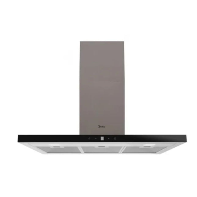 Midea Επιτοίχιος Απορροφητήρας 90cm με Μαύρο Γυάλινο Πάνελ 800 m³/h, Wave Control & Touch, MH90B4300B Inox 