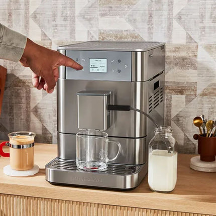 KitchenAid KF6 Πλήρως Αυτόματη Μηχανή Espresso με 7 Ρυθμίσεις Άλεσης, Δοχείο Κόκκων και 15 Ροφήματα Espresso 5KES8556BSX Inox