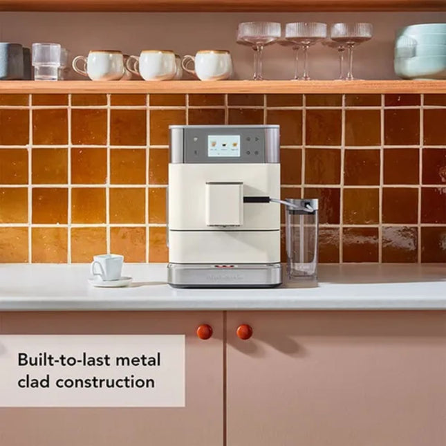 KitchenAid KF7 Πλήρως Αυτόματη Μηχανή Espresso με Δοχείο Γάλακτος, Δοχείο Κόκκων, 7 Ρυθμίσεις και Πάνω από 20 Επιλογές Συνταγών 5KES8557BPL Porcelain White