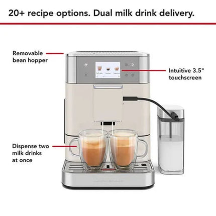 KitchenAid KF7 Πλήρως Αυτόματη Μηχανή Espresso με Δοχείο Γάλακτος, Δοχείο Κόκκων, 7 Ρυθμίσεις και Πάνω από 20 Επιλογές Συνταγών 5KES8557BPL Porcelain White