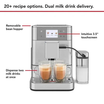 KitchenAid KF7 Πλήρως Αυτόματη Μηχανή Espresso με Δοχείο Γάλακτος, 7 Ρυθμίσης Άλεσης και 20 Επιλογές Συνταγών 5KES8557BSX Inox