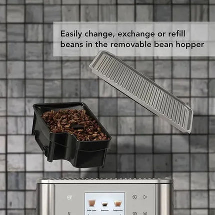 KitchenAid KF7 Πλήρως Αυτόματη Μηχανή Espresso με Δοχείο Γάλακτος, 7 Ρυθμίσης Άλεσης και 20 Επιλογές Συνταγών 5KES8557BSX Inox