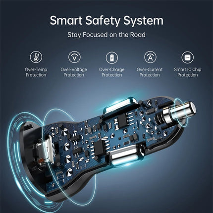 AWEI Φορτιστής Αυτοκινήτου με 2x USB, Γρήγορη & Ασφαλής Φόρτιση (2.4A), Μαύρο C-830