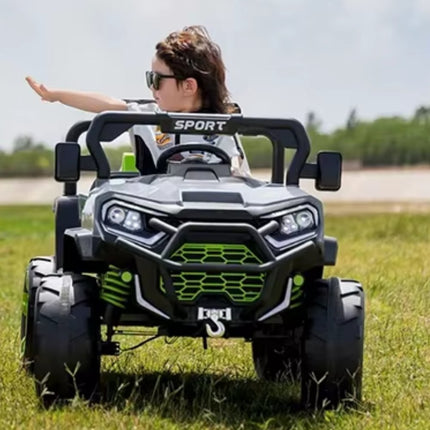 Buggy Ηλεκτροκίνητο Αυτοκίνητο 4×4 12V 2 Θέσεων με Δερμάτινα Καθίσματα, Τετρακίνηση & LED Φώτα Πράσινο, 3+ Ετών