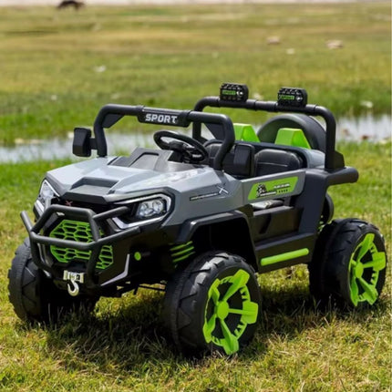 Buggy Ηλεκτροκίνητο Αυτοκίνητο 4×4 12V 2 Θέσεων με Δερμάτινα Καθίσματα, Τετρακίνηση & LED Φώτα Πράσινο, 3+ Ετών