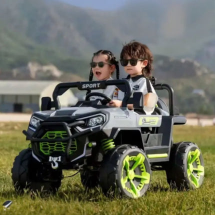 Buggy Ηλεκτροκίνητο Αυτοκίνητο 4×4 12V 2 Θέσεων με Δερμάτινα Καθίσματα, Τετρακίνηση & LED Φώτα Πράσινο, 3+ Ετών