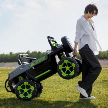 Buggy Ηλεκτροκίνητο Αυτοκίνητο 4×4 12V 2 Θέσεων με Δερμάτινα Καθίσματα, Τετρακίνηση & LED Φώτα Πράσινο, 3+ Ετών