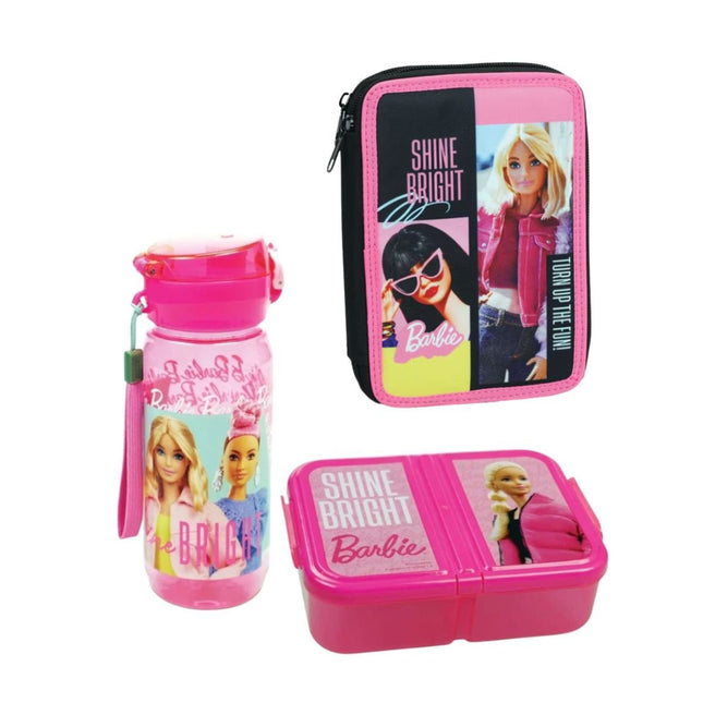 Barbie Παιδικό Σετ Φαγητού 3σε1 με Παγούρι 600ml, Δοχείο Φαγητού & Κασετίνα 4+ Ετών