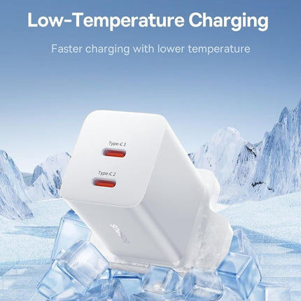 BASEUS Φορτιστής Τοίχου 40W με 2 Θύρες USB-C, Τεχνολογία GaN5 & Προστασία Υπερθέρμανσης