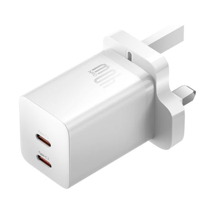 BASEUS Φορτιστής Τοίχου 40W με 2 Θύρες USB-C, Τεχνολογία GaN5 & Προστασία Υπερθέρμανσης