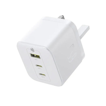 Baseus Palm Φορτιστής Τοίχου GaN 65W, 2 USB-C + USB-A, UK, με Καλώδιο USB-C 100W, Λευκός