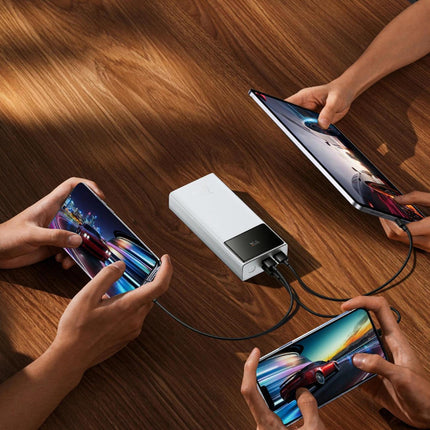 Baseus EnerFill FP41 Power Bank 30000mAh 22,5W με USB-C, 2 USB-A & Οθόνη, Λευκό
