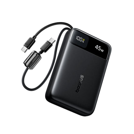 Baseus EnerFill FC11 Power Bank 20000mAh 45W με 2 Ενσωματωμένα Καλώδια USB-C & Οθόνη, Μαύρο