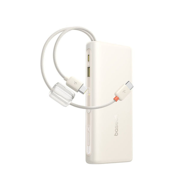 Baseus EnerFill FC41 Power Bank 20000mAh 100W με 2 Ενσωματωμένα Καλώδια USB-C & Οθόνη, Λευκό