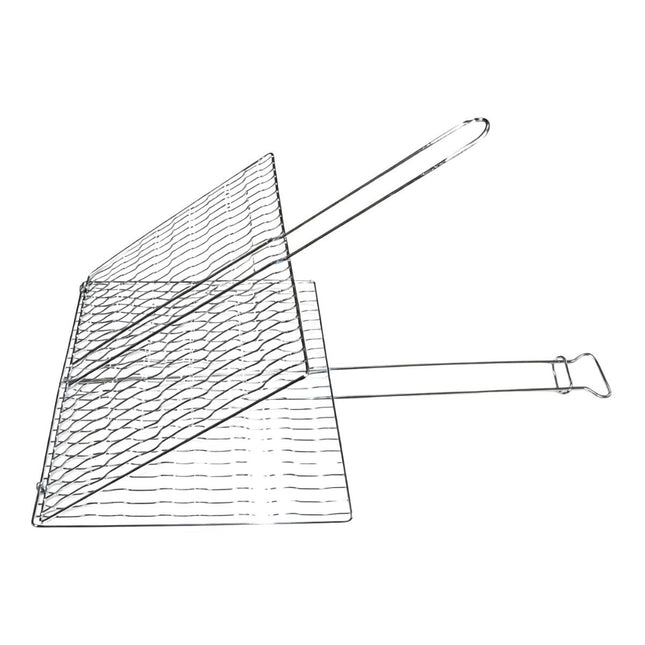 Σχάρα Ψησίματος BBQ 40×35 cm με Κυματιστό Πλέγμα & Διπλή Λαβή για Φουκού
