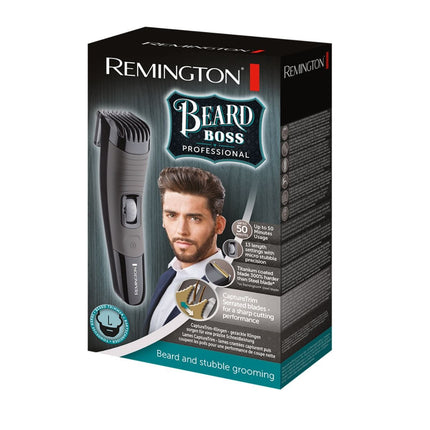 Remington Beard Boss Professional Επαναφορτιζόμενο Τρίμερ Γενειάδας με Λεπίδες Τιτανίου, Ρυθμιζόμενο Μήκος Κοπής & Αυτονομία έως 50 Λεπτά MB4131
