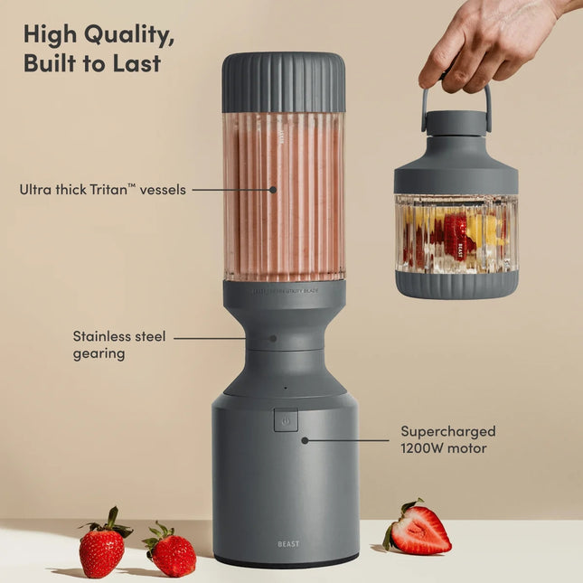 BEAST® Mega 1200 Plus Full-Size Blender 1200W 1.6 HP Ισχυρό Μπλέντερ με 3 Δοχεία Ανάμειξης B12MH-CH-EU Charcoal