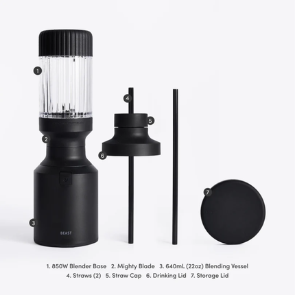 BEAST Mighty 850 Core Personal Blender Ισχυρό & Compact Μπλέντερ 850W για Smoothies & Ροφήματα B85MR-BK-EU Carbon Black